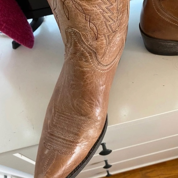 Women's Tan Goat Snip Toe Western Boots Sz 8B - Picture 6 of 7